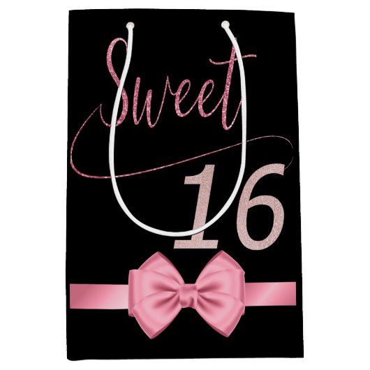 Sac Cadeau Moyen Rose moderne élégant chic doux chic 16 (Devant)