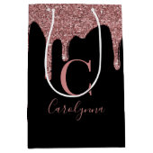 Sac Cadeau Moyen Rose noir or étincelle Parties scintillant de gou (Devant)