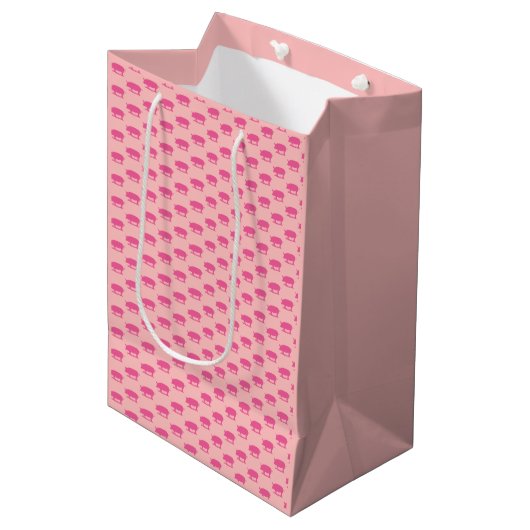 Sac Cadeau Moyen Rose Piggy (Devant Angle)