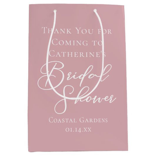 Sac Cadeau Moyen Rose Poussiéreuse Rose Mariage Personnalisé (Devant)