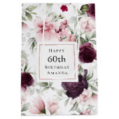 Sac Cadeau Moyen Rose romantique Aquarelle Botanique 60e Anniversai (Dos)