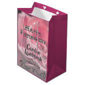 Sac Cadeau Moyen Rose rose en fleur Cadre Argent Bonne retraite (Devant Angle)