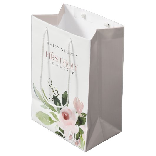 SAC CADEAU MOYEN ROSE ROSE ROSE DOUCE ROSE FLORALE PREMIER SAINT CO (Devant Angle)