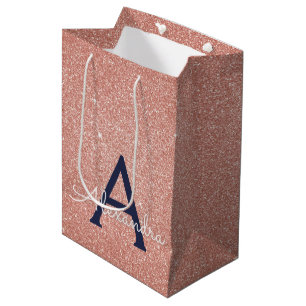 Sac Cadeau Moyen Rose Rose Rose Gold Marine Parties scintillant ble