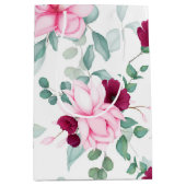 Sac Cadeau Moyen rose rouge élégant floral (Devant)