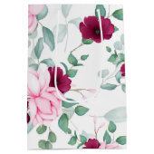 Sac Cadeau Moyen rose rouge élégant floral (Dos)