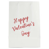 Sac Cadeau Moyen Rose rouge Valentine sur satin blanc (Dos)