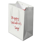 Sac Cadeau Moyen Rose rouge Valentine sur satin blanc (Dos Angle)