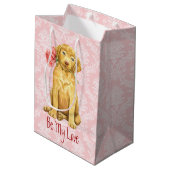 Sac Cadeau Moyen Rose Valentin Chesapeake Bay Retriever (Dos Angle)