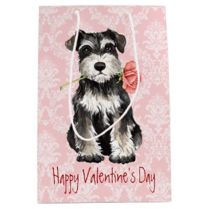 Sac Cadeau Moyen Rose Valentin Mini Schnauzer