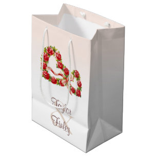 Sac Cadeau Moyen Rose vintage couronne rouge blanc Merci
