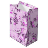 Sac Cadeau Moyen rose violet élégant floral (Devant Angle)