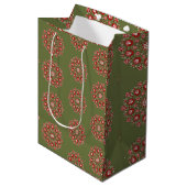 Sac Cadeau Moyen Rosemaling vert olive (Devant Angle)