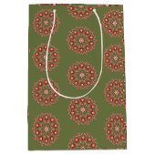 Sac Cadeau Moyen Rosemaling vert olive (Devant)