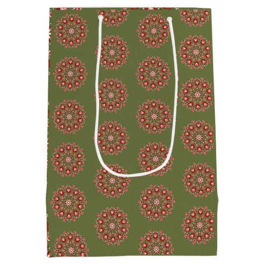 Sac Cadeau Moyen Rosemaling vert olive (Dos)