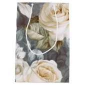 Sac Cadeau Moyen Roses blanches crémeuses délicates vintage (Dos)