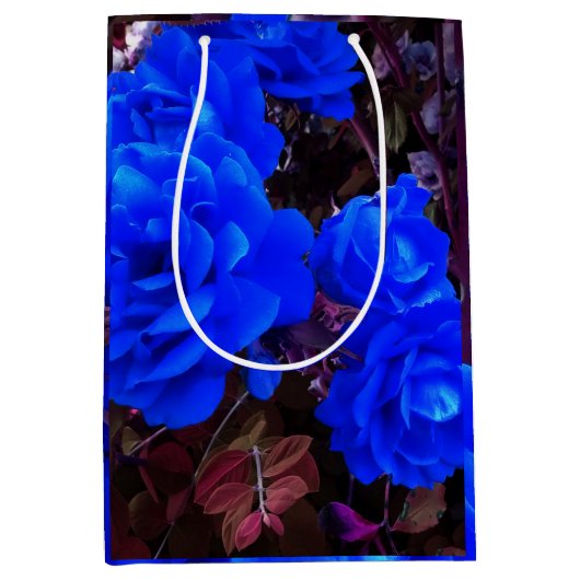 Sac Cadeau Moyen Roses bleu électrique (Devant)