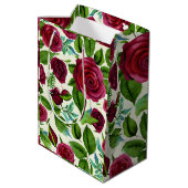 Sac Cadeau Moyen Roses Bourguignons Imprimé Floral (Dos Angle)