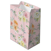 Sac Cadeau Moyen Roses d'aquarelle pour 100e anniversaire (Dos Angle)