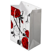 Sac Cadeau Moyen roses de noir et rouge  (Devant Angle)