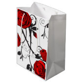Sac Cadeau Moyen roses de noir et rouge  (Dos Angle)