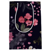 Sac Cadeau Moyen Roses d'été en noir (Devant)