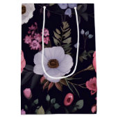 Sac Cadeau Moyen Roses d'été en noir (Dos)