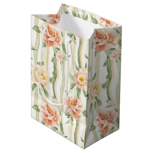 Sac Cadeau Moyen Roses Fleuris Bandes de Mariée Baignoire de Pêche  (Devant Angle)