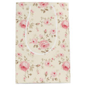 Sac Cadeau Moyen Roses peints en rose doux (Devant)