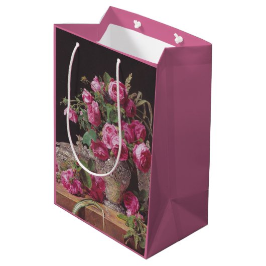 Sac Cadeau Moyen Roses roses (par Ferdinand Georg Waldmüller) (Dos Angle)