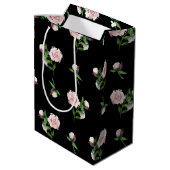 Sac Cadeau Moyen Roses roses sur fond noir (Dos Angle)