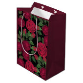 Sac Cadeau Moyen Roses rouges sur noir. (Dos Angle)