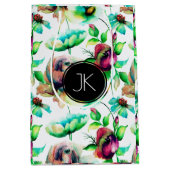 Sac Cadeau Moyen Roses Rouges Sur Texture De Bois Blond (Devant)