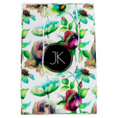 Sac Cadeau Moyen Roses Rouges Sur Texture De Bois Blond (Dos)