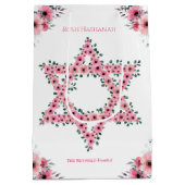 Sac Cadeau Moyen Rosh Hashanah Star de David Fleur rose blanc (Dos)