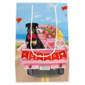 Sac Cadeau Moyen Rottweiler Chien Saint Valentin Coeurs de Camion (Dos)
