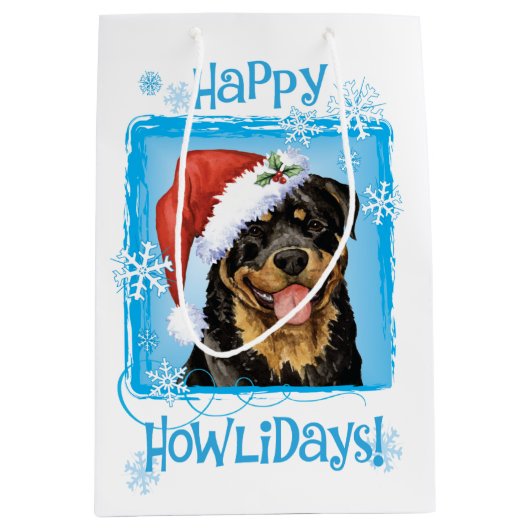 Sac Cadeau Moyen Rottweiler heureux de Howlidays (Devant)