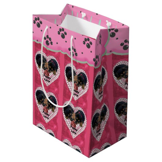 Sac Cadeau Moyen Rottweiler Saint-Valentin (Dos Angle)