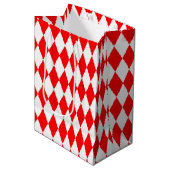 Sac Cadeau Moyen Rouge blanc Arlequin Diamants Checkers Design (Devant Angle)