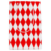 Sac Cadeau Moyen Rouge blanc Arlequin Diamants Checkers Design (Devant)
