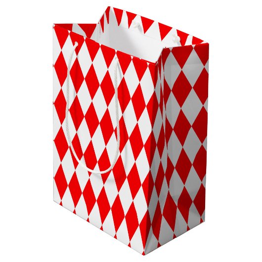 Sac Cadeau Moyen Rouge blanc Arlequin Diamants Checkers Design