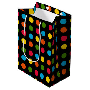 Sac Cadeau Moyen Rouge Bleu Vert Jaune Orange Pointe Noir