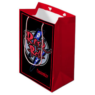 Sac Cadeau Moyen Rouge de foudre de roche et de petit pain