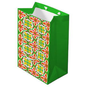 Sac Cadeau Moyen Rouge, jaune et vert citron vert