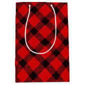 Sac Cadeau Moyen Rouge noir Buffalo Plaid Motif Noël (Devant)