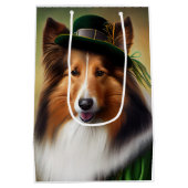 Sac Cadeau Moyen Rough Collie Chien dans la tenue de la Saint Patri (Dos)