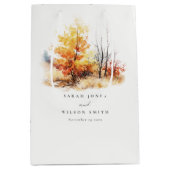 Sac Cadeau Moyen Rouille Jaune Automne Automne Paysage Plaid Mariag (Devant)