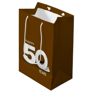 Sac Cadeau Moyen Rouleau de papier toilette pour 50 ans sur fond ma