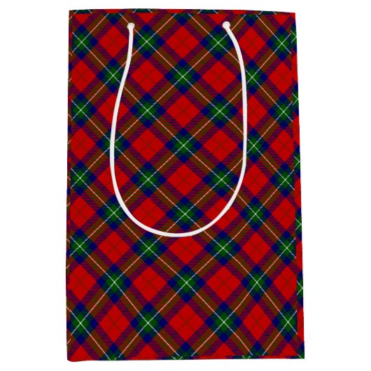 Sac Cadeau Moyen Routhven tartan rouge vert bleu plaid (Devant)