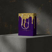 Sac Cadeau Moyen Royal Purple Gold Parties scintillant gouttes Mono